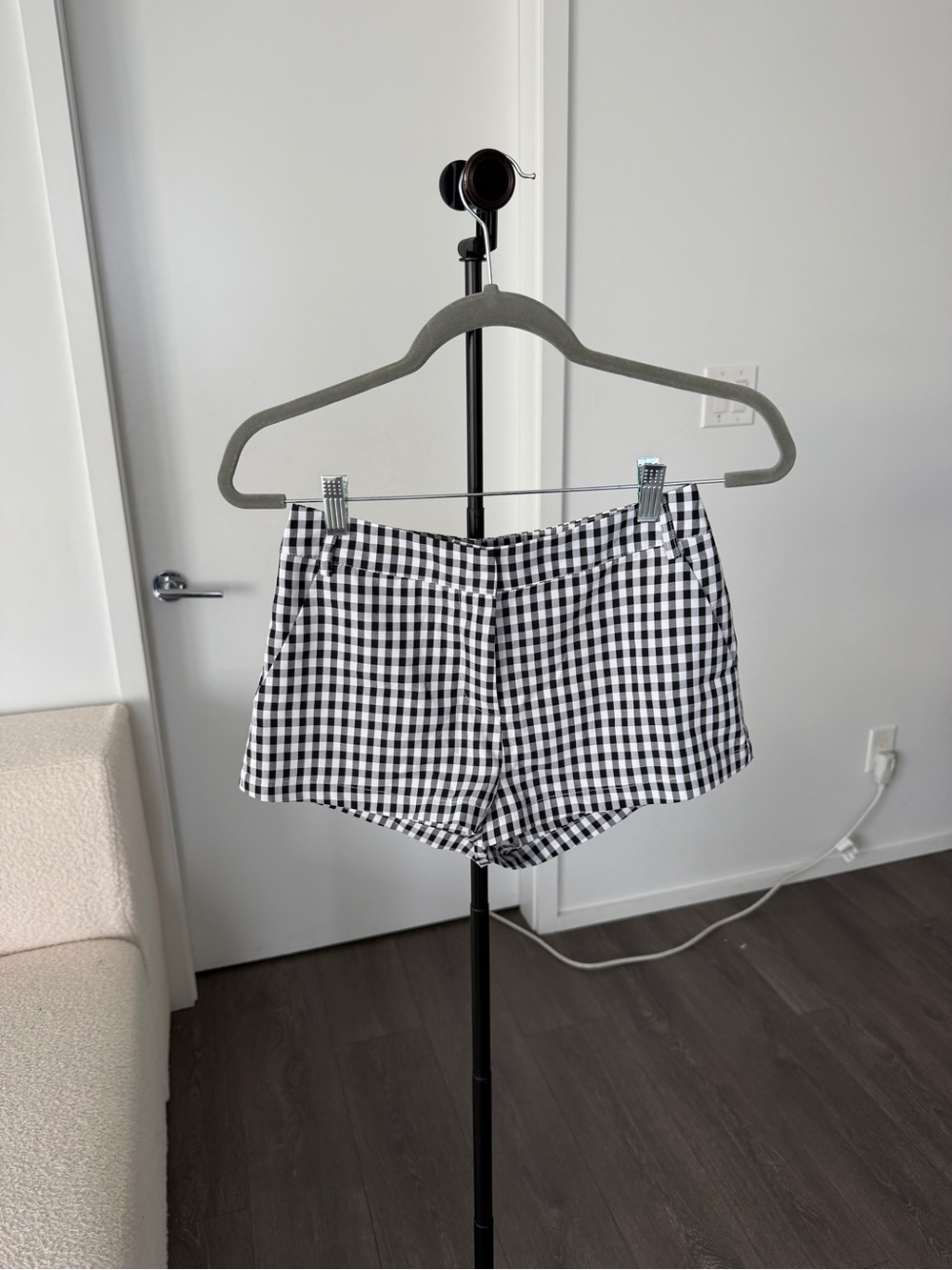 Peppermayo High-Waist Gingham Shorts - Black & White